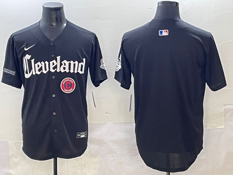 Men 2025 Cleveland Indians Blank Black Five generations Joint Name Nike MLB Jersey style 5